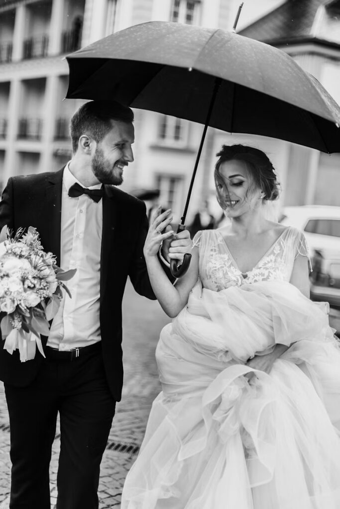mariés sous la pluie - plan B mariage sous la pluie