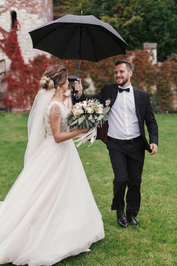 mariés sous la pluie - plan B mariage sous la pluie